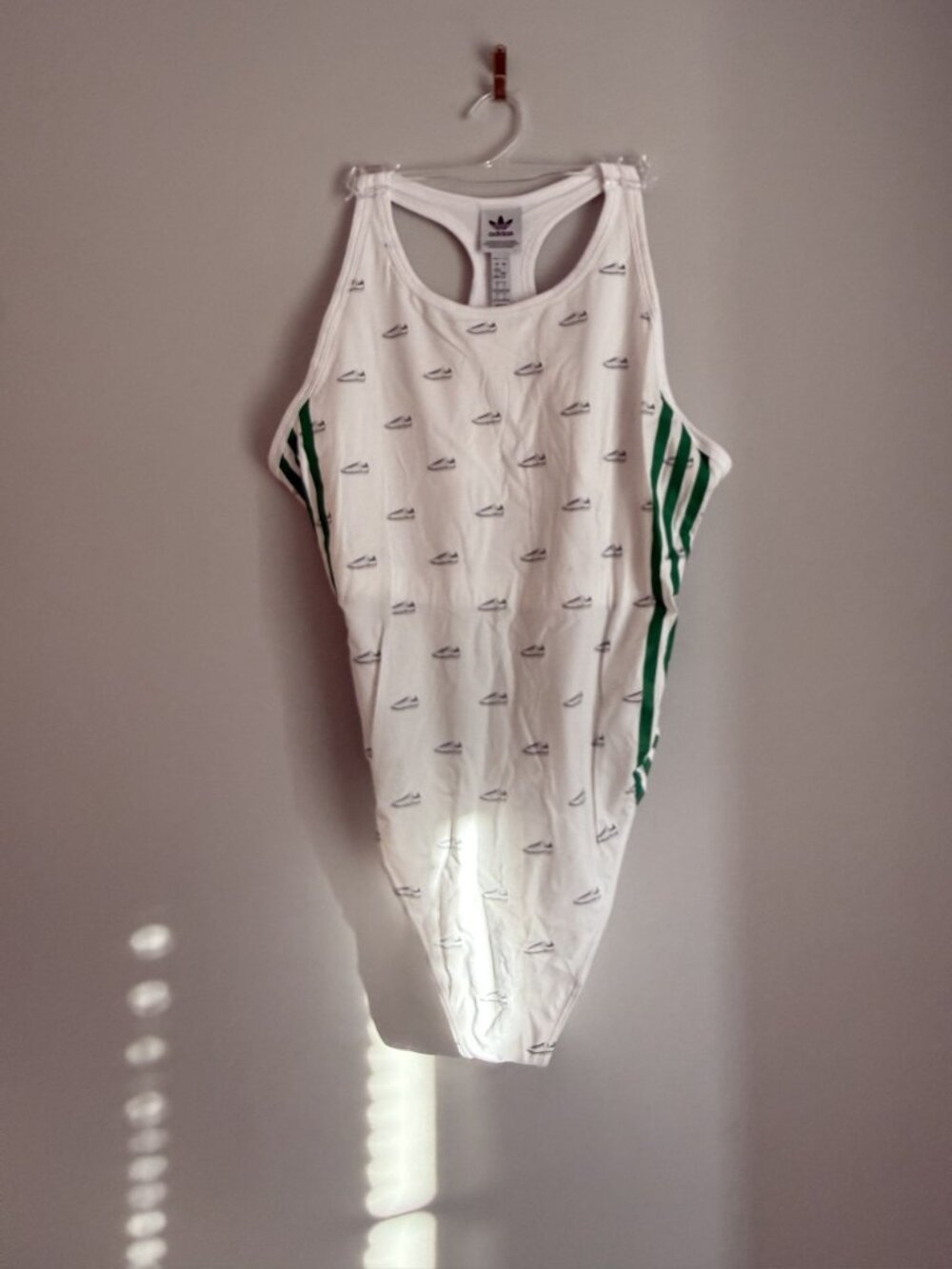 NWT Adidas Cotton Sleeveless Racerback Bodysuit White Print Size L $48 [jb] - Picture 4 of 9